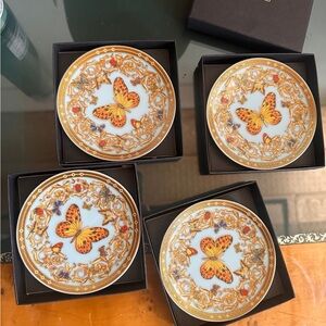 Versace Gold Trim Butterfly Decorative Plate - Set of 4